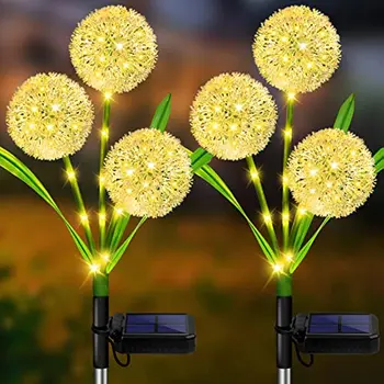 Наружные солнечные садовые фонари с 2 режимами солнечных цветов одуванчика IP65 Водонепроницаемый декоративный светильник