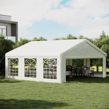 Сверхмощный большой свадебный шатер, Открытый навес для вечеринки в гараже, навес для беседки во внутреннем дворике с боковой стенкой, белый