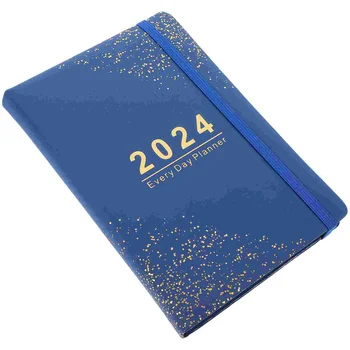 Синий Блокнот Повестка Дня Ежедневник Английский на 2024 год Планировщик Английский Блокнот Планировщик на 2024 год Ежемесячный планировщик
